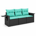 Rattanowa sofa ogrodowa z miękkimi poduszkami miętowa 210x75x73 cm