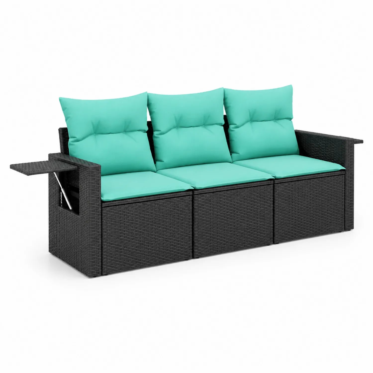 Rattanowa sofa ogrodowa z miękkimi poduszkami miętowa 210x75x73 cm