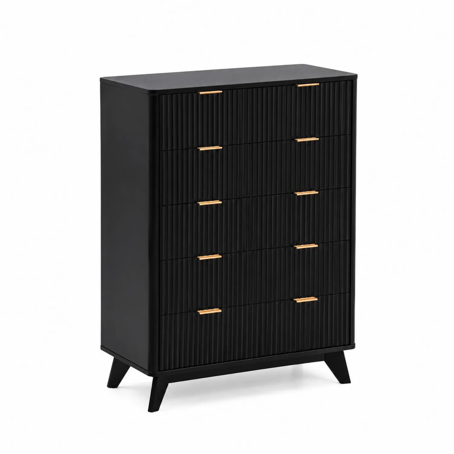 Komoda czarna MDF z 5 szufladami