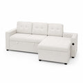 Sofa narożna z funkcją spania i schowkiem tkanina Beżowa 220cm x 150cm